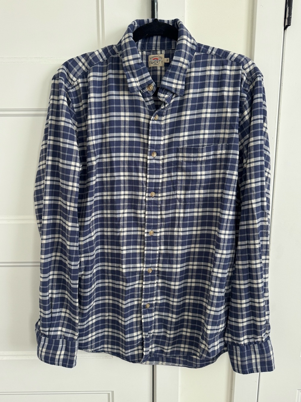 Faherty All Time Long Sleeve Flannel Casual Button Up Shirt in Ocean Seas Plaid